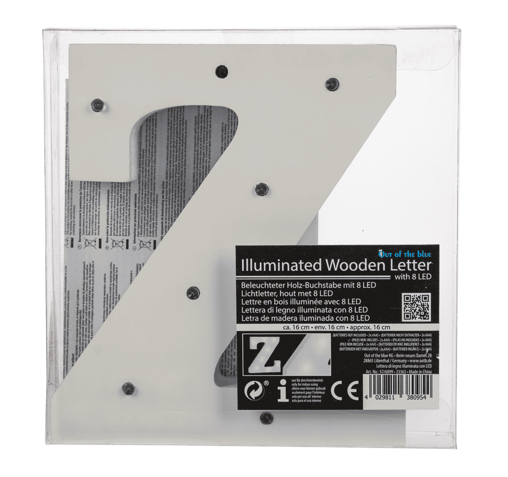 Illuminated wooden letter Z,