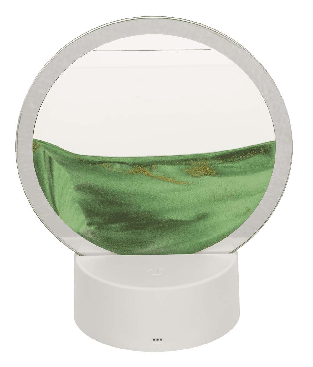 Rotating sand picture, with colour-changing LED