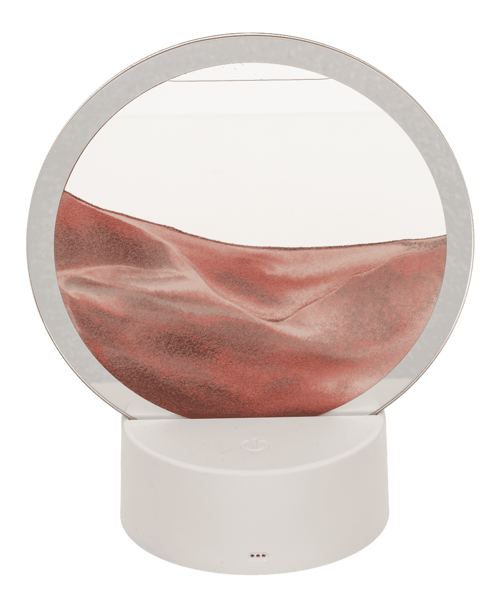 Rotating sand picture, with colour-changing LED