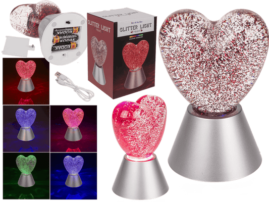 Glitter light "Heart", with red glitter,