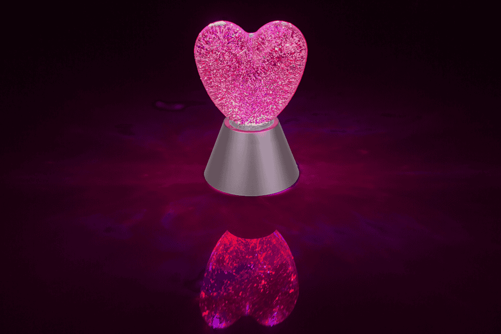 Glitter light "Heart", with red glitter,