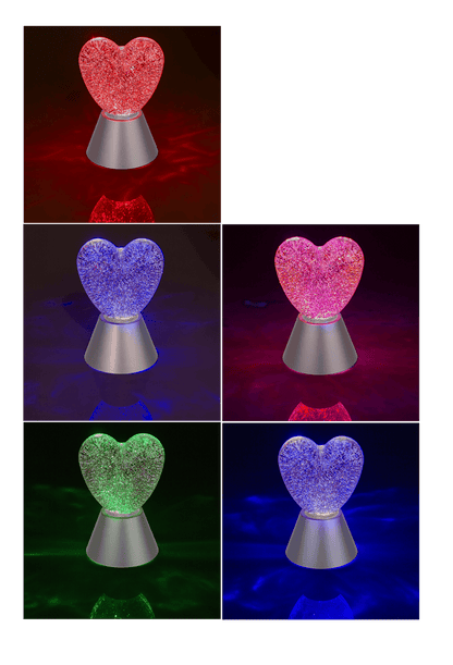 Glitter light "Heart", with red glitter,