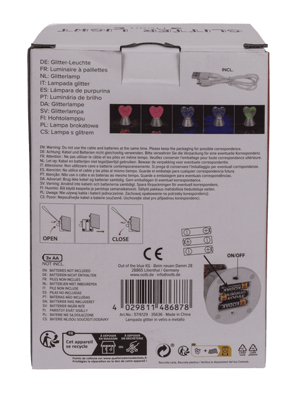 Glitter light "Heart", with red glitter,