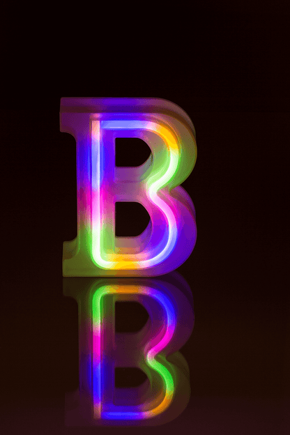 Neon Light Letter, B,  Height: 16 cm, for