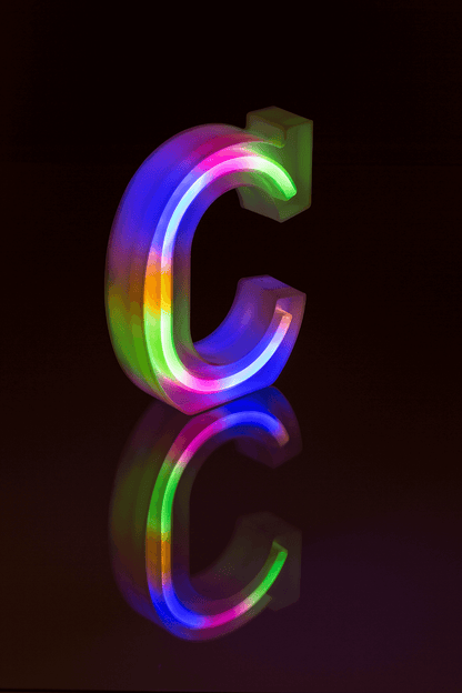 Neon Light Letter, C,  Height: 16 cm, for