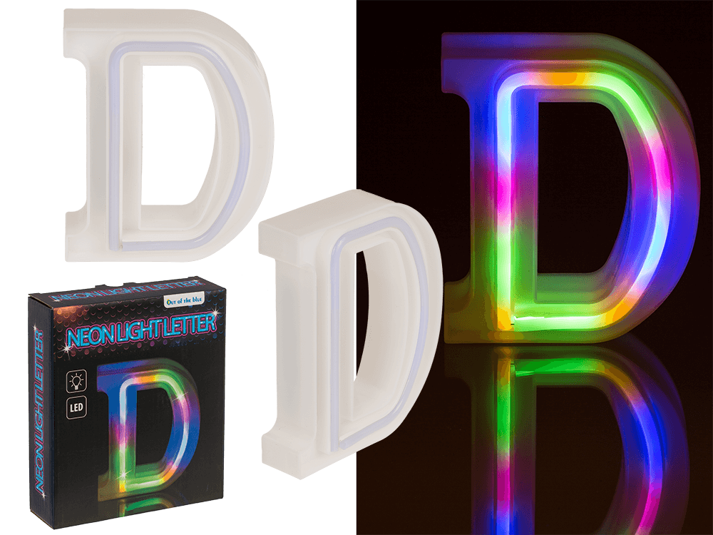 Neon Light Letter, D,  Height: 16 cm, for