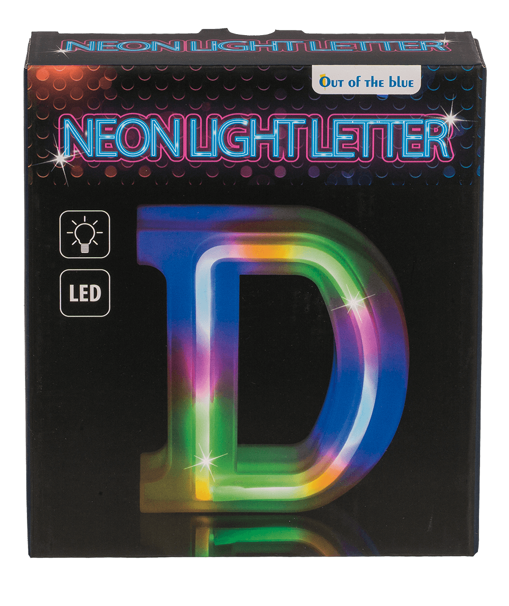 Neon Light Letter, D,  Height: 16 cm, for