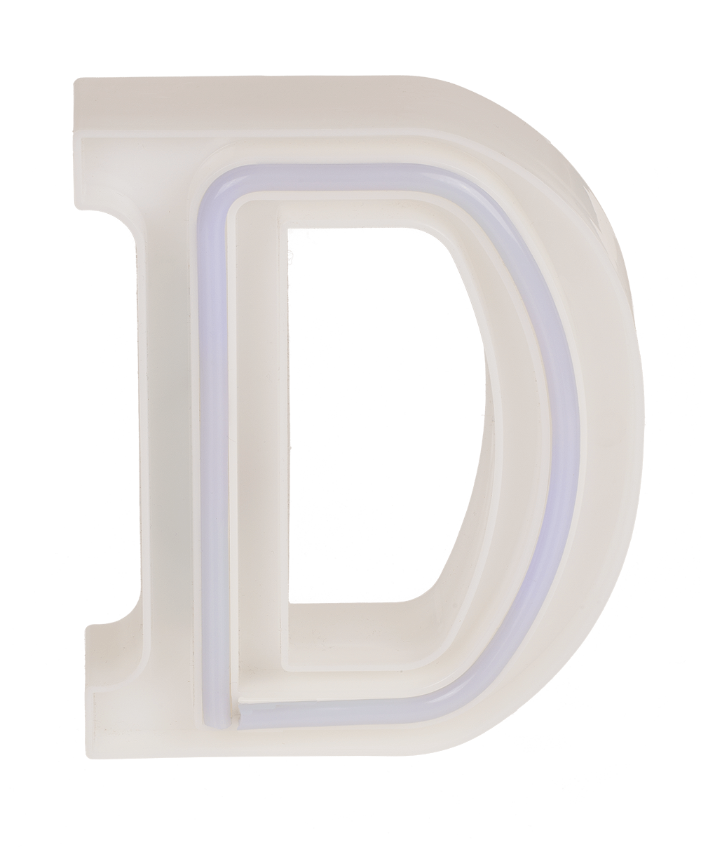 Neon Light Letter, D,  Height: 16 cm, for