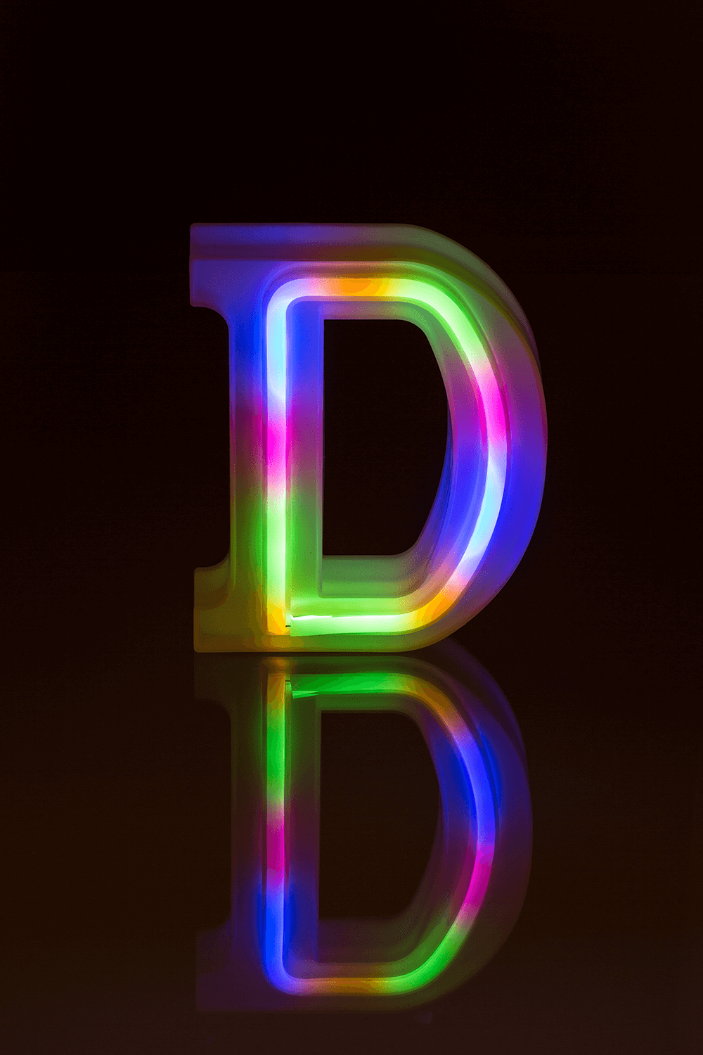 Neon Light Letter, D,  Height: 16 cm, for