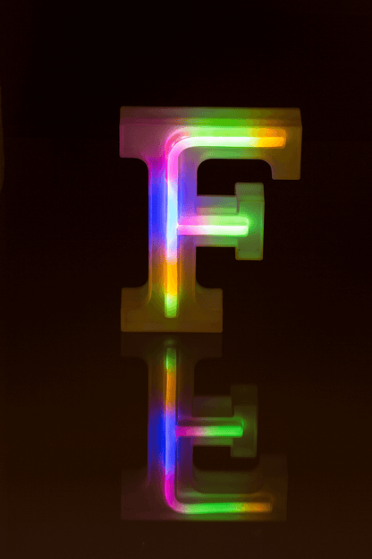 Neon Light Letter, F,  Height: 16 cm, for