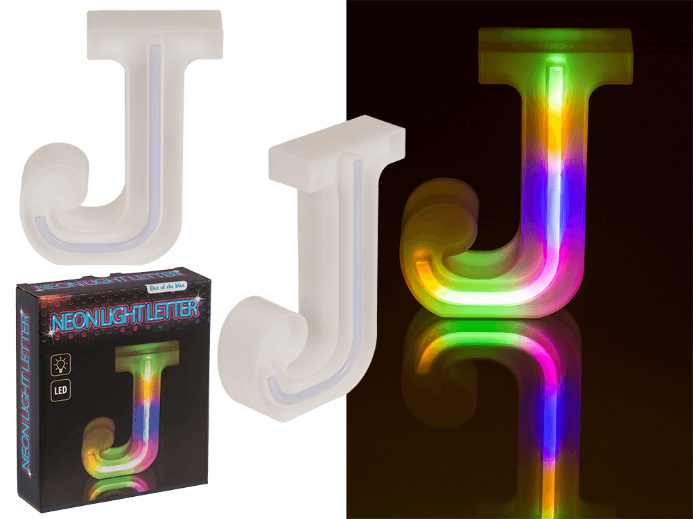 Neon Light Letter; J, Height: 16 cm, for