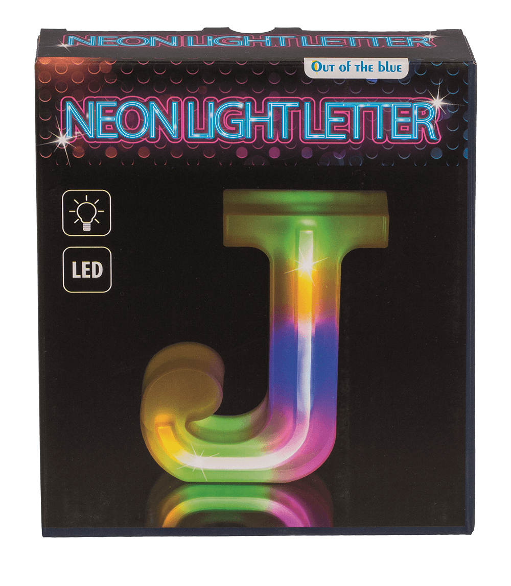Neon Light Letter; J, Height: 16 cm, for