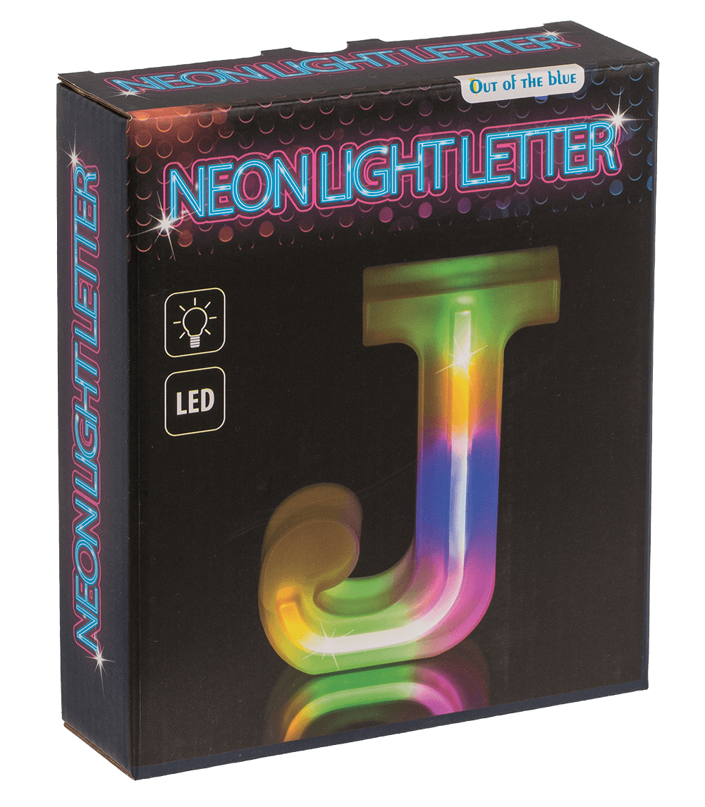 Neon Light Letter; J, Height: 16 cm, for
