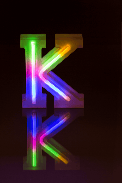 Neon Light Letter; K, Height: 16 cm, for