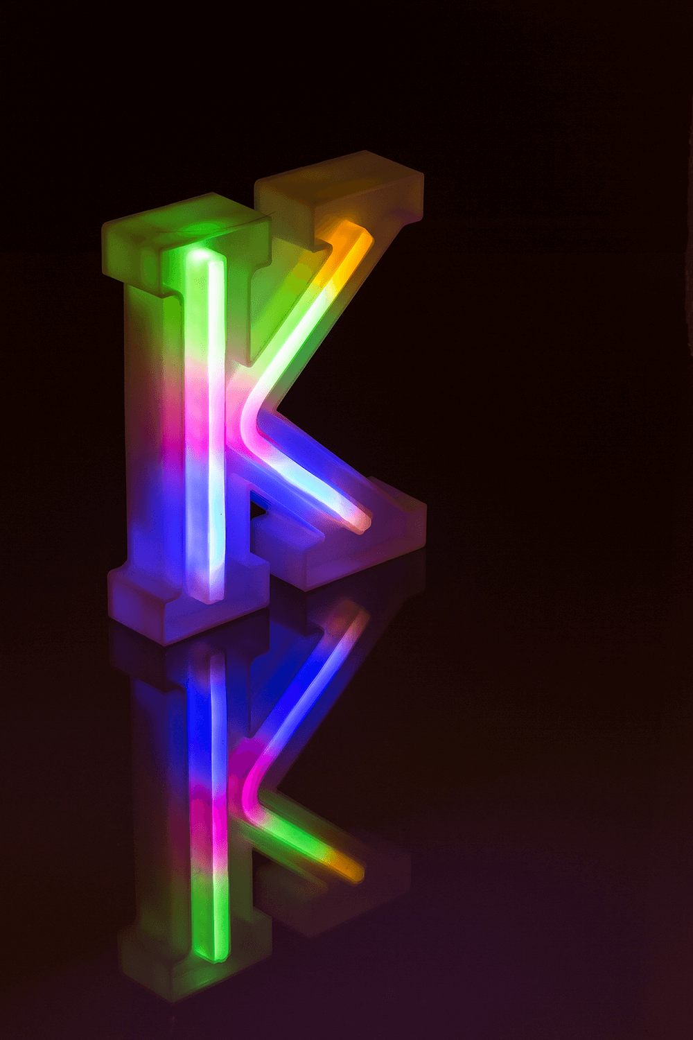 Neon Light Letter; K, Height: 16 cm, for