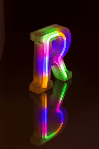 Neon Light Letter, R, Height: 16 cm, for