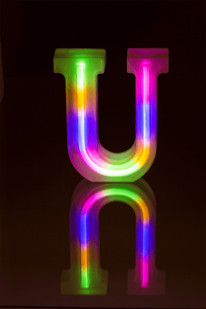 Neon Light Letter, U, Height: 16 cm, for