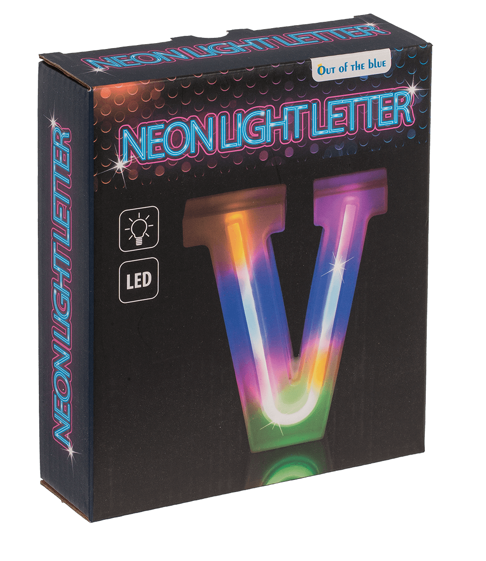 Neon Light Letter; V, Height: 16 cm, for