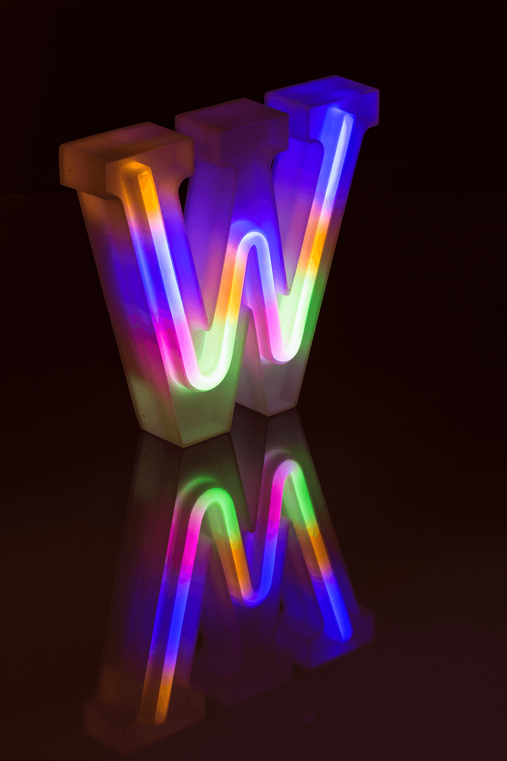Neon Light Letter; W, Height: 16 cm, for