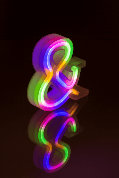Neon Light Letter; &, Height: 16 cm, for