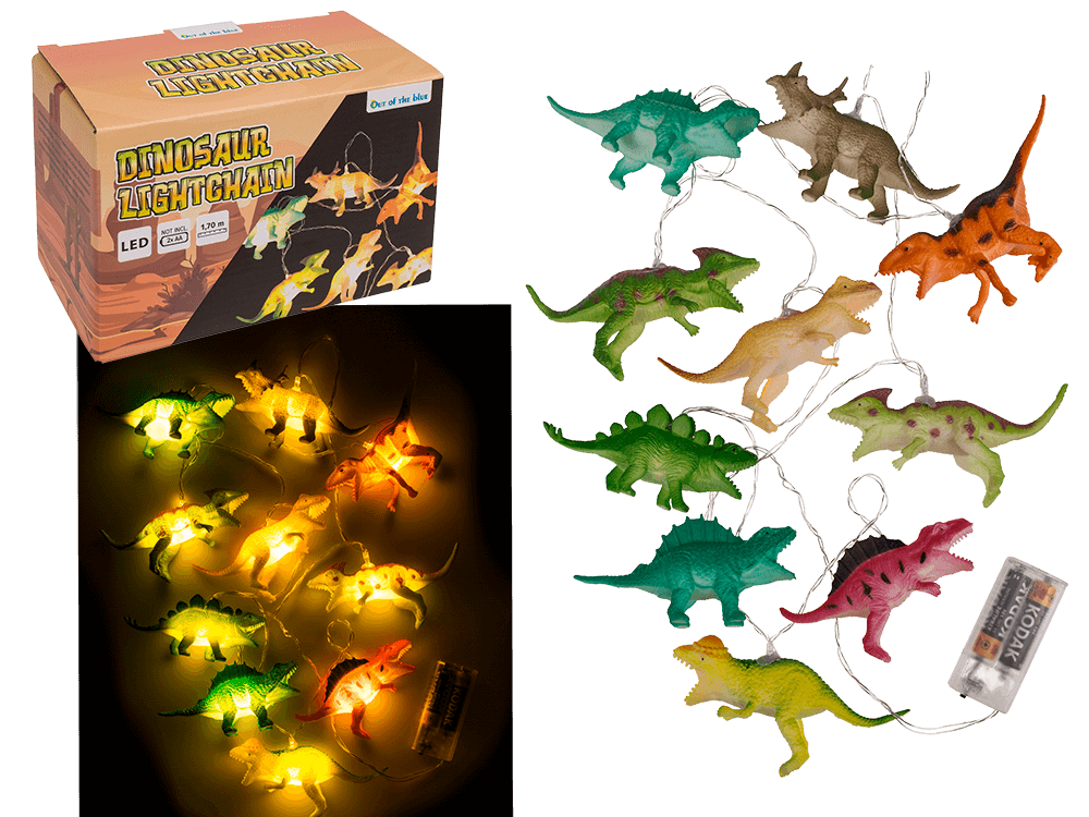 Light chain with 10 LED, Dinosaur,