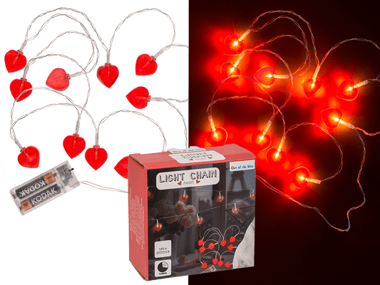 Light chain heart with 10-LED, 6/18 hour timer,