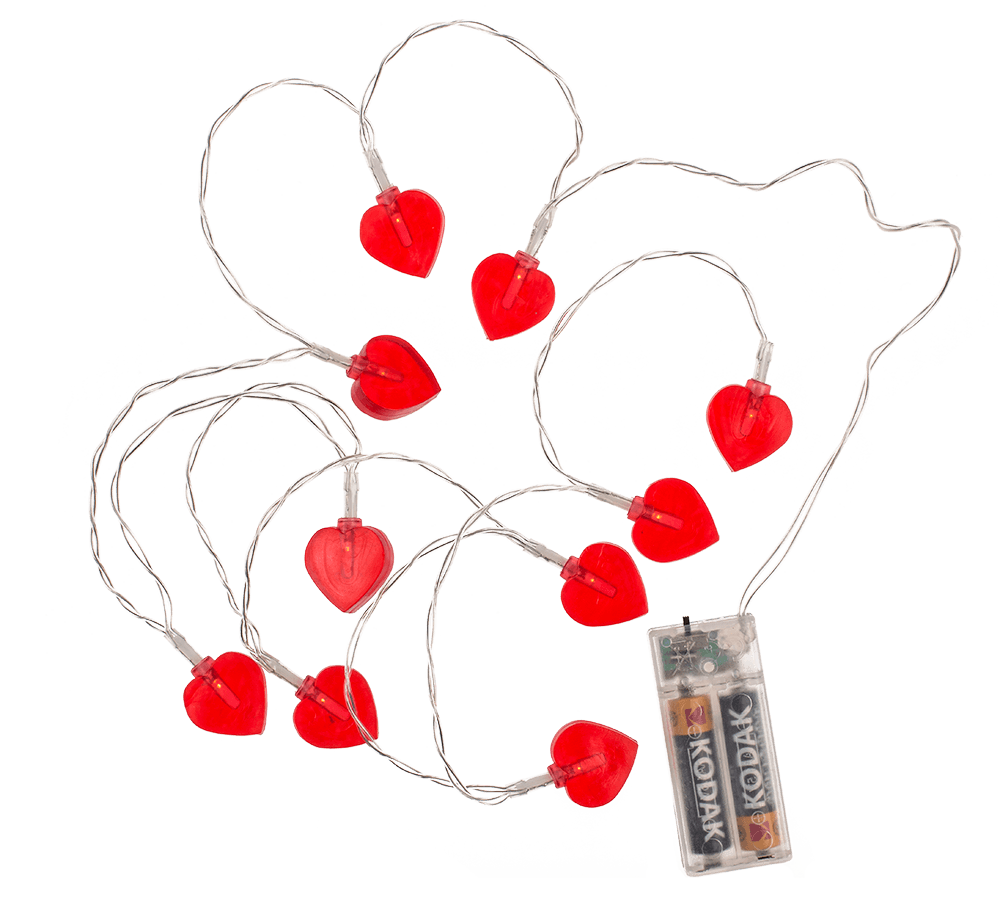 Light chain heart with 10-LED, 6/18 hour timer,
