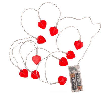 Light chain heart with 10-LED, 6/18 hour timer,