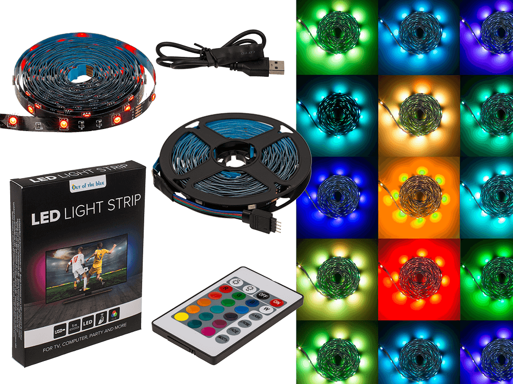 57-8817_000.png Kleurveranderende LED-strip van 5 m met afstandsbediening, verpakt in een geschenkdoos. Geschikt voor gaming.