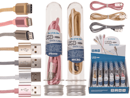 USB data cable, Type iPhone, C & Micro ass.,