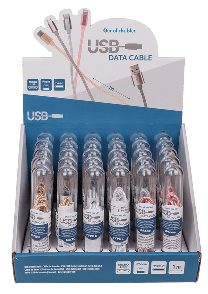 USB data cable, Type iPhone, C & Micro ass.,