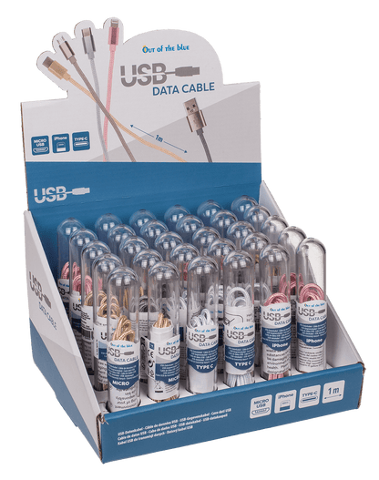 USB data cable, Type iPhone, C & Micro ass.,