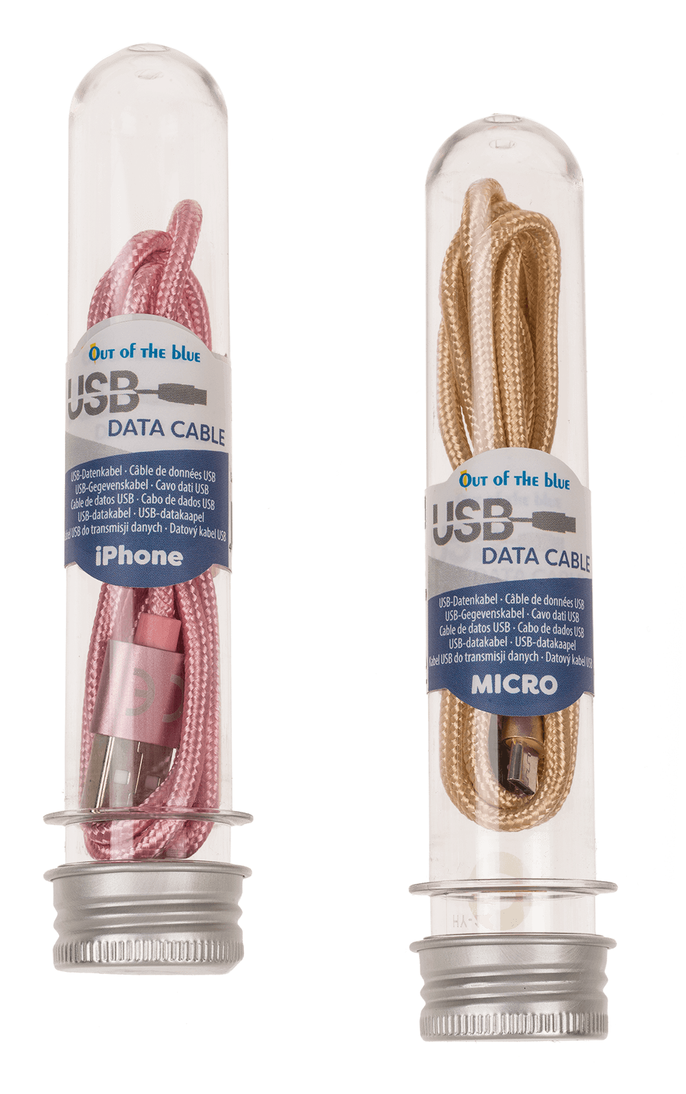 USB data cable, Type iPhone, C & Micro ass.,