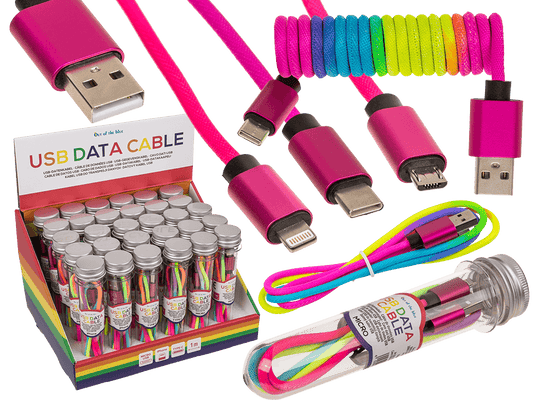 USB data cable, Type iPhone, C & Micro ass.,