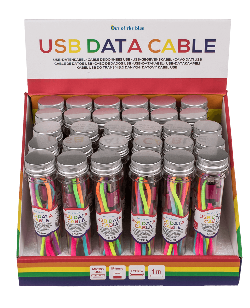 USB data cable, Type iPhone, C & Micro ass.,