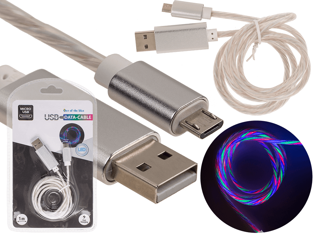 USB fast charging cable for Micro-USB, with LED,