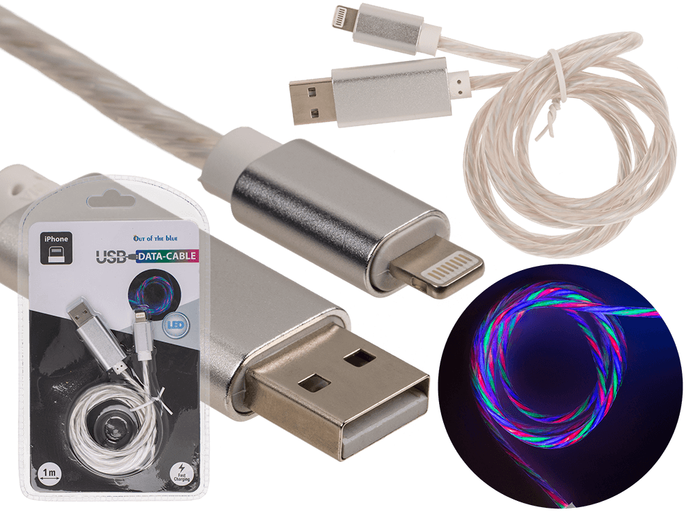 USB fast charging cable for iPhone, with LED,
