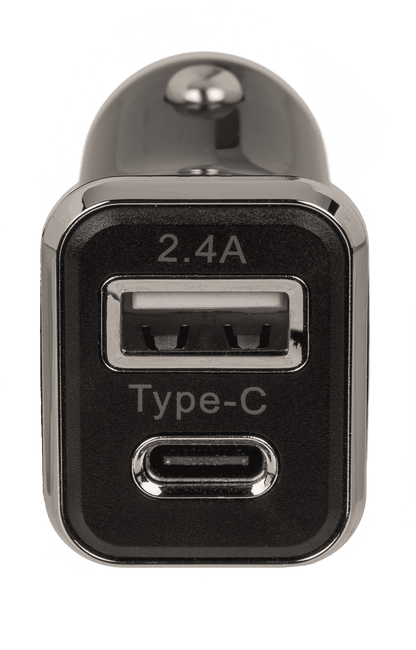 Car charger USB C + USB A, 2 colours ass.,