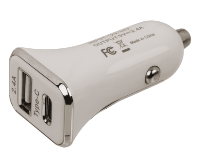Car charger USB C + USB A, 2 colours ass.,