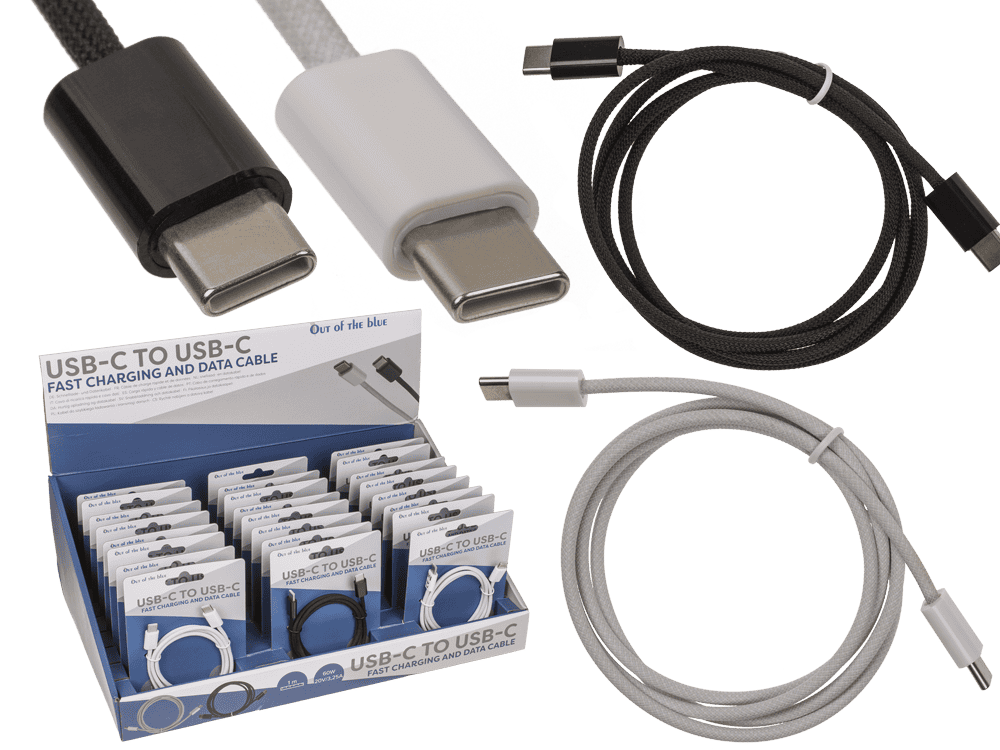USB-C to USB-C fast charging and data cable, 1 m.,