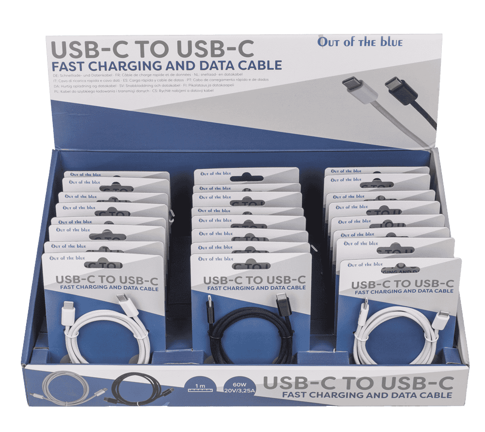 USB-C to USB-C fast charging and data cable, 1 m.,