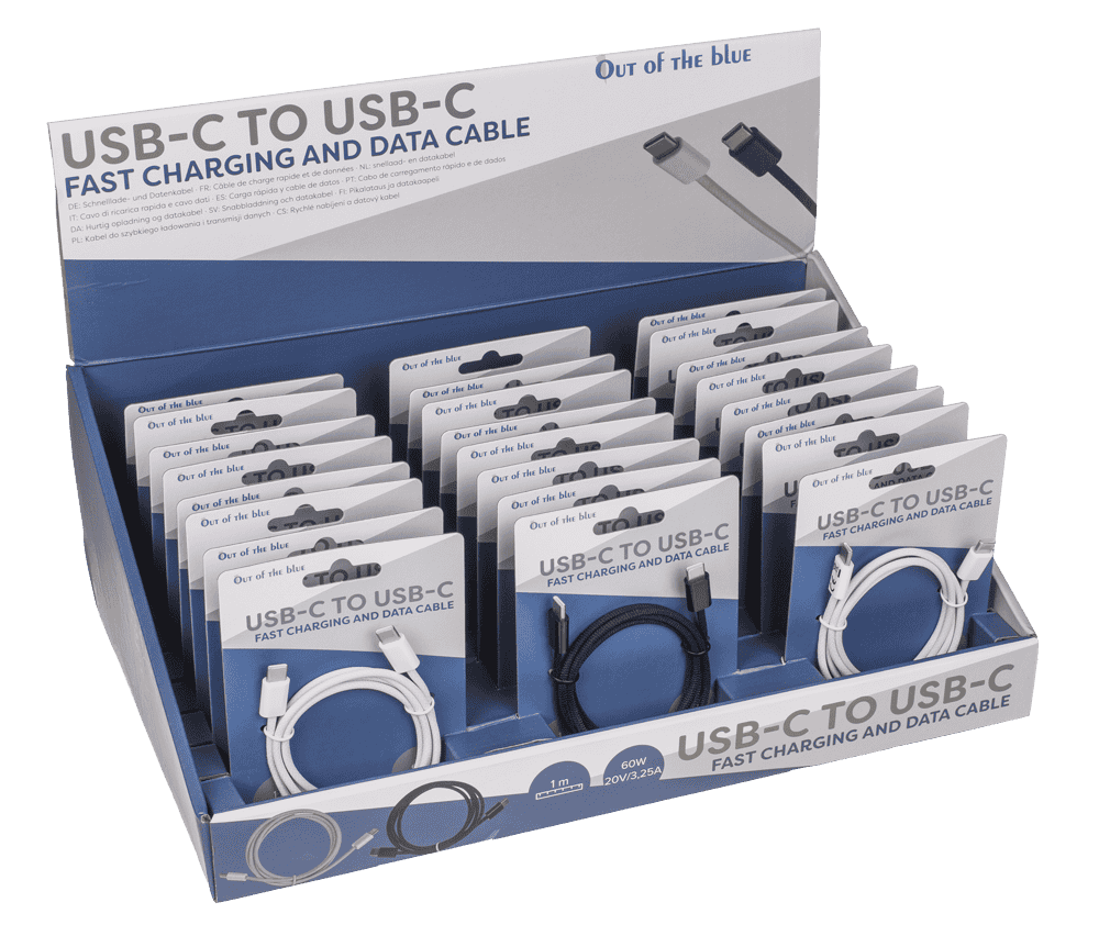 USB-C to USB-C fast charging and data cable, 1 m.,