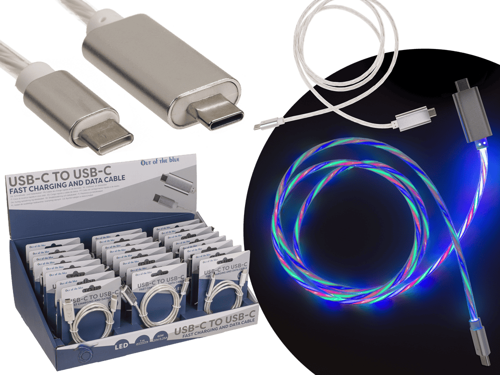 USB-C to USB-C fast charging and data cable, 1 m.,
