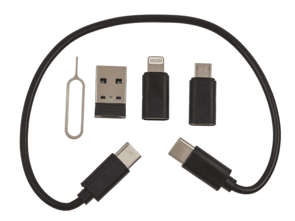 Cable travel set, adapter: USB C to USB, Lightning