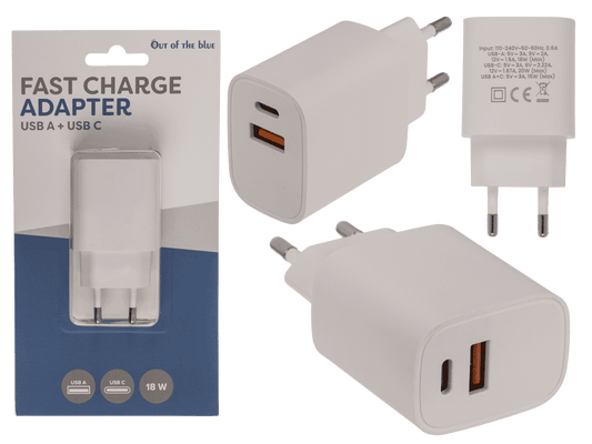 Fast charge adapter - USB A + USB C