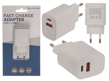 Fast charge adapter - USB A + USB C