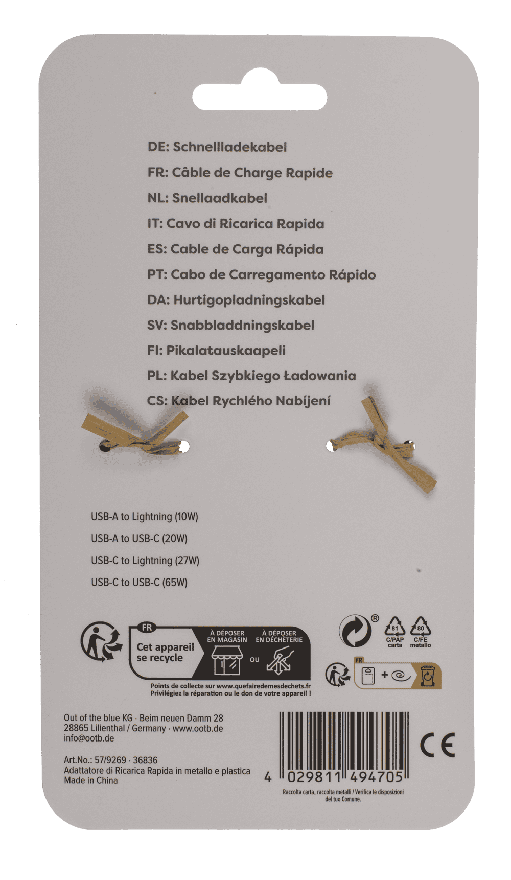 4-in-fast-charging cable, length: 1 m.