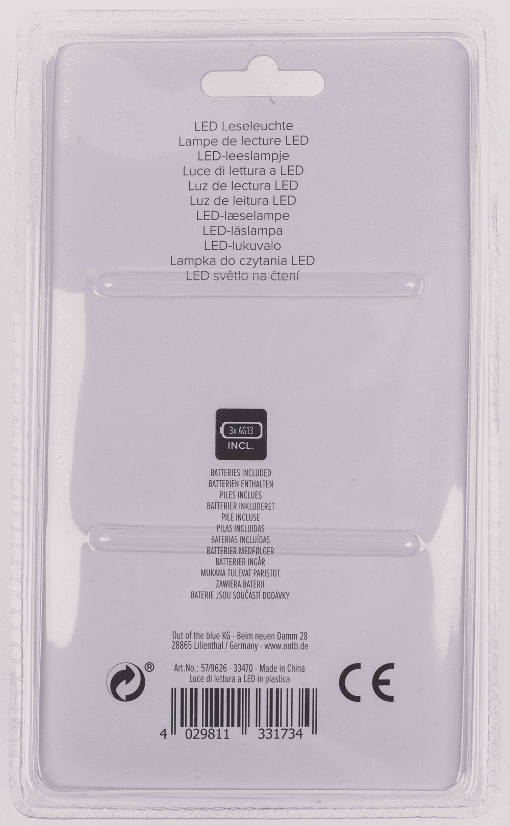 Reading light with 2 LED (incl. batteries) ,