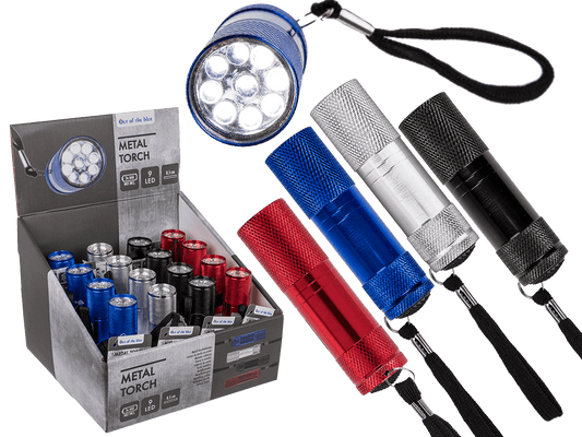 Metal torch with 9 LED,