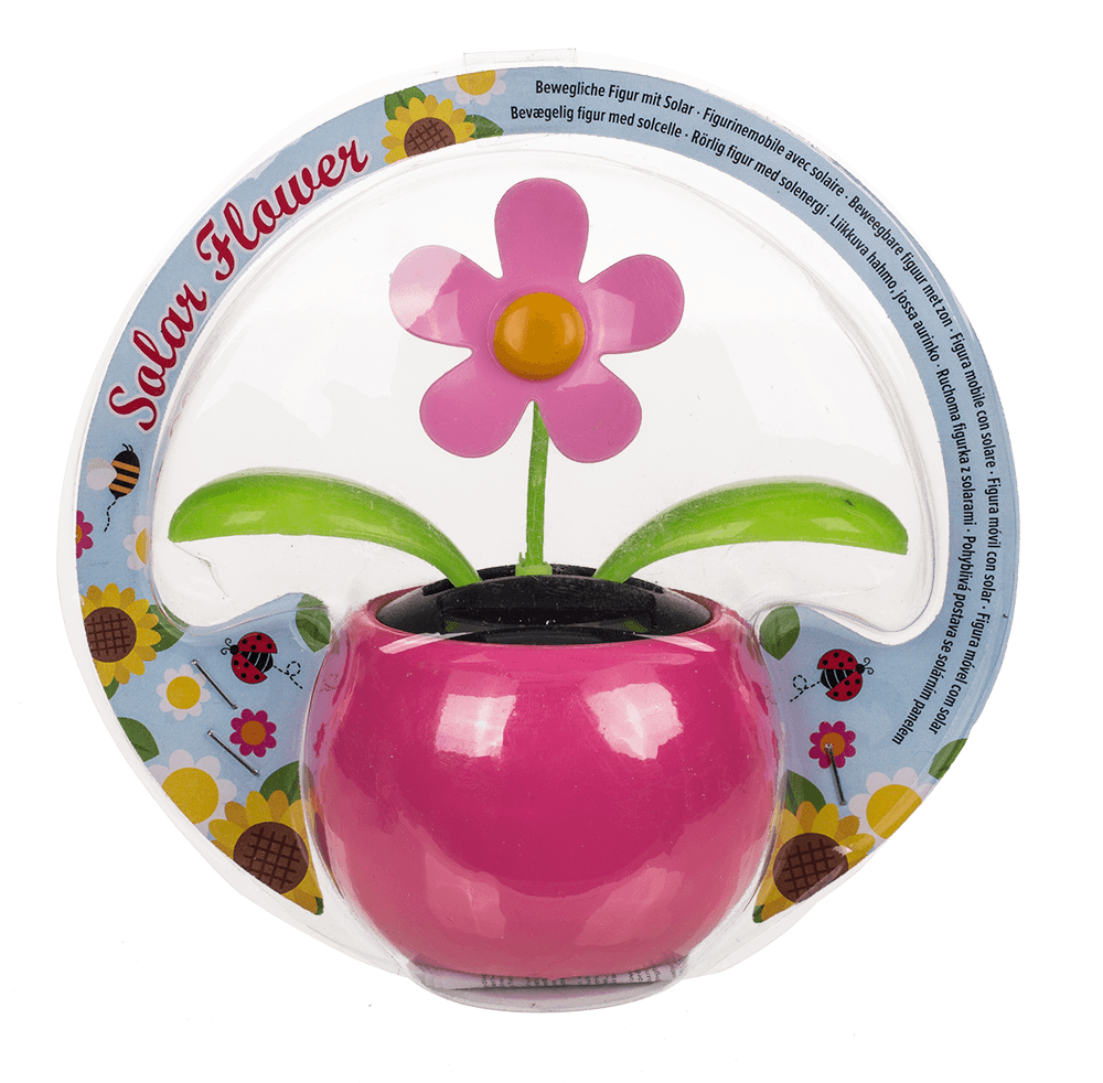 Movable flowers & insects in plastic pot with,